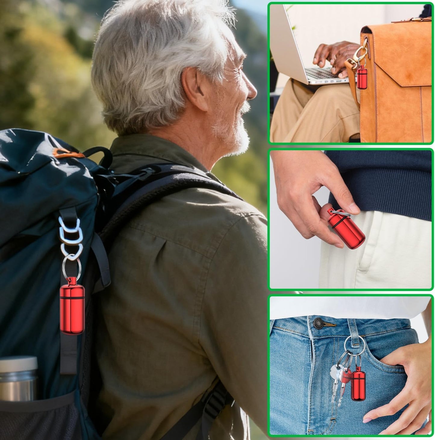 3 Pack Small Pill Box, Airtight Aluminum Alloy Pill Organizer Travel Pill Case for Purse Portable Medicine Box Bottle for Medication, Fish Oil, Supplements Storage