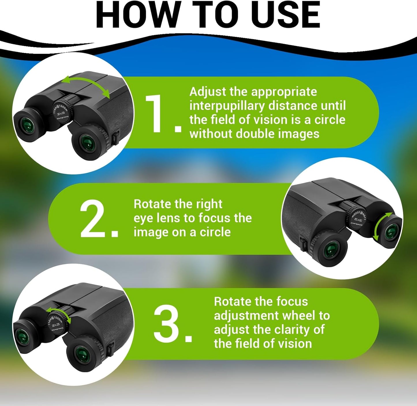 20x25 Binoculars for Adults & Kids, High Power Easy Focus,Waterproof Compact Binoculars with Low Light Vision for Bird Watching,Travel,Concert,Hiking(Black)