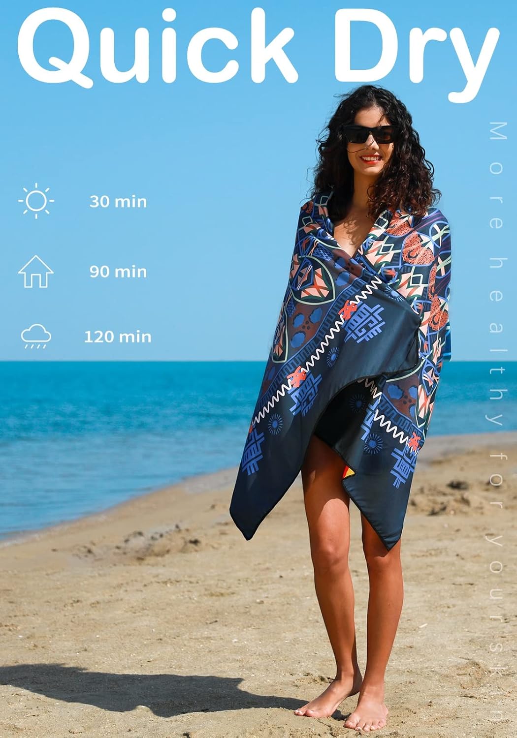 2 Pack Microfiber Lightweight Beach Towel Sand Free Quick Dry Absorbent Thin Compact Towels for Swimming Pool Camping Beach Accessories Large Easy Pack Travel Things for Vacation Essentials Gift