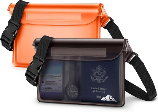 HEETA Waterproof Fanny Pack, Waterproof Pouch Dry Bag 2/3/4 Pack for Phone Passport Purse, Adjustable Waist Strap for Swimming Kayaking Boating Paddle Board Accessories Cruise Beach Camping Essentials