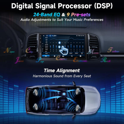 A5L Android Double Din Car Stereo with Backup Camera & DVR Dashcam, 7 Inch Wireless CarPlay Android Auto, AI-Chat, GPS Navigation, Wi-Fi/BT/USB, 24 EQ DSP, 2G+32G