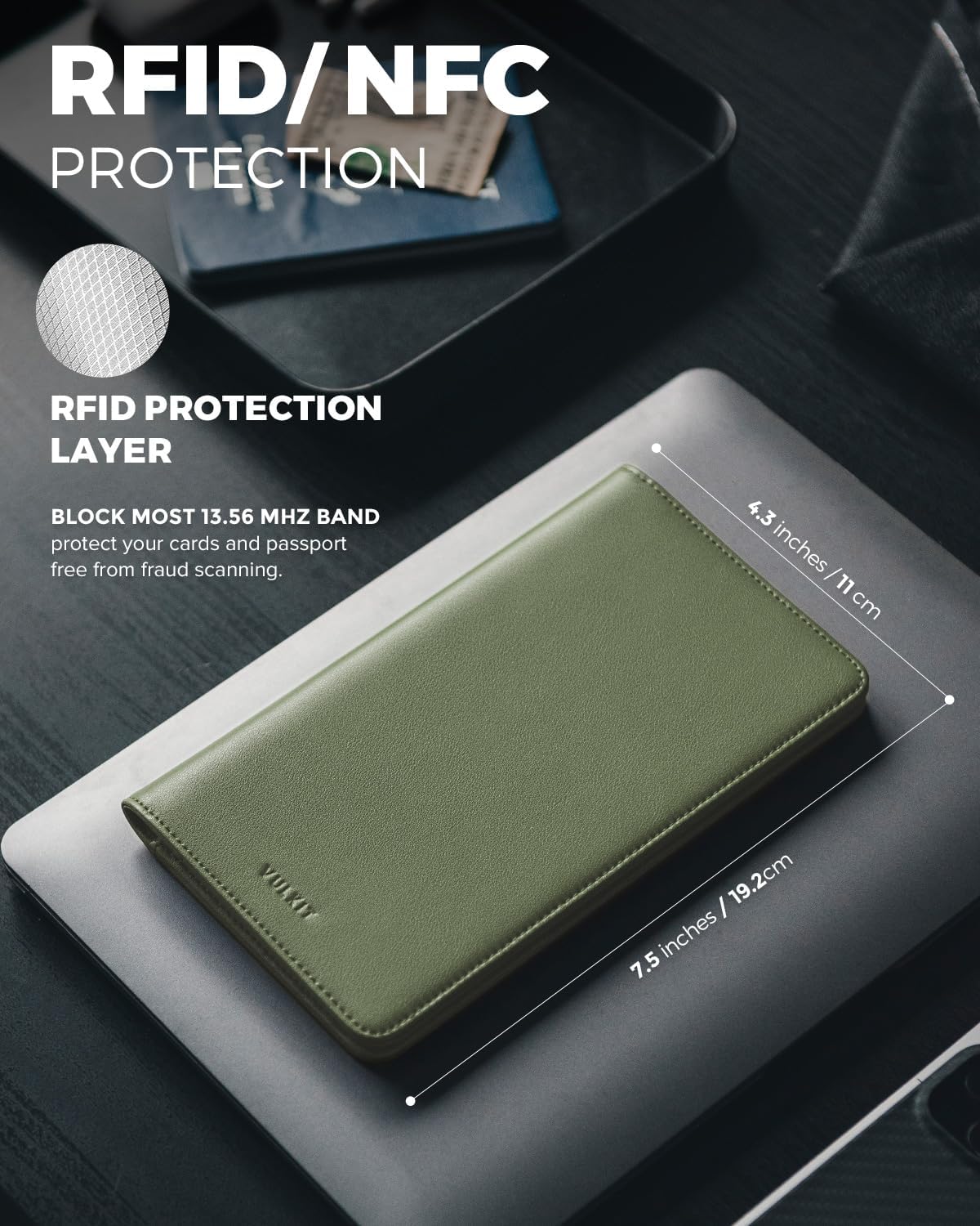 VULKIT Passport Holder Wallet RFID Blocking Travel Wallet for Men & Women
