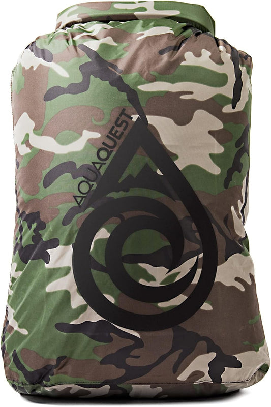 AquaQuest Rogue Dry Bag – 60L Woodland Camo – 100% Waterproof Roll Top – Camping Gear Sack