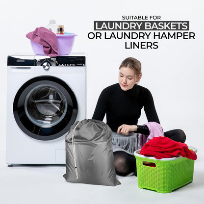 Laundry Bag with Locking Closure Drawstring – Extra Large Heavy Duty 100% Nylon, Large & Foldable Clothes Sack – Lightweight Dirty Laundry Organizer for Travel, Dorm, Gym – L 40" x H 50" (GRAY)