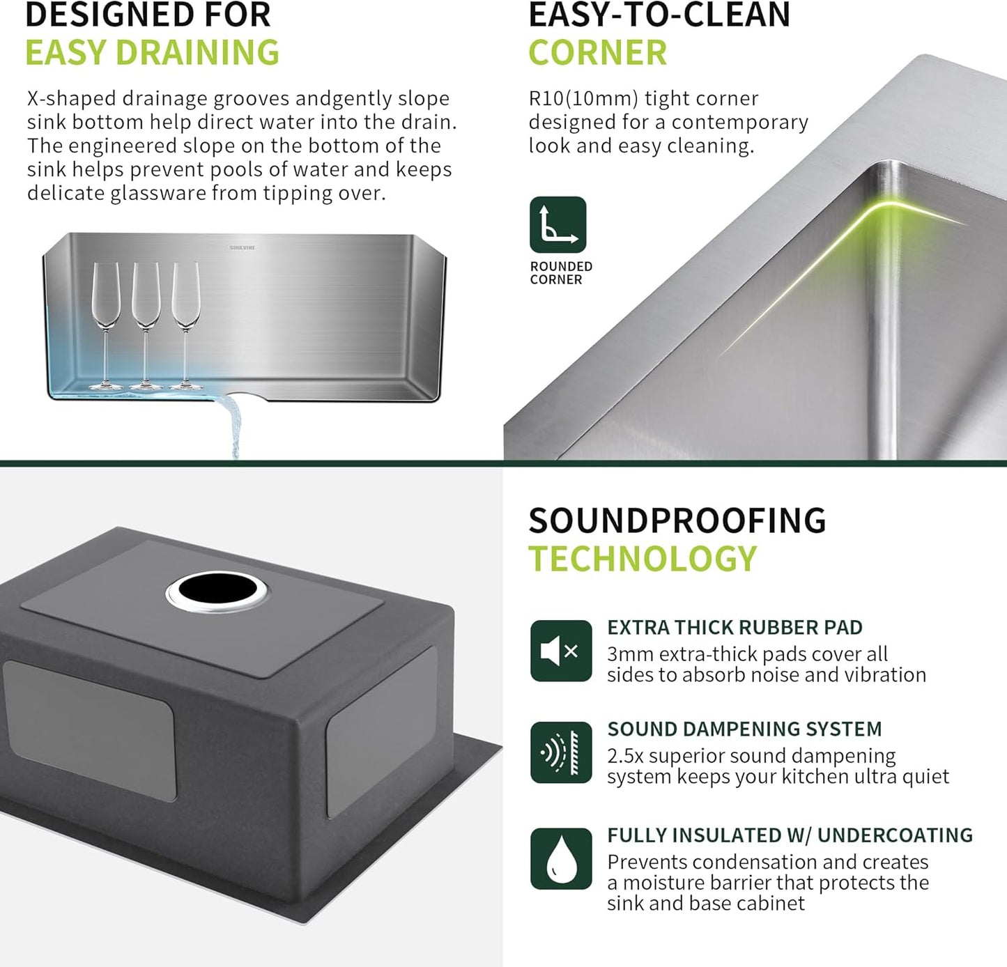 18-Inch Bar Sink Drop-In, SINKVINE Stainless Steel Kitchen Sink for Laundry Outdoor, RV, Top Mounted with Deep Single Bowl, 3.5" Drain Strainer, Bottom Rise Grid, Roll-up Drying Unit, 18 x 18 inch