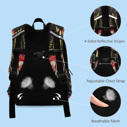 Moon Mushroom Toddler Backpack Boys Girls Kids Preschool Bookbag School Children Bag with Leash Travel Casual Daypack Kindergarten Elementary Schoolbag for Nursery Junior Primary Students