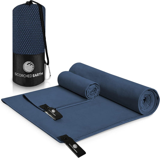 ScorchedEarth Microfiber Travel & Sports Towel Set (True Navy) - XL Set (39x70.5 & 12x24