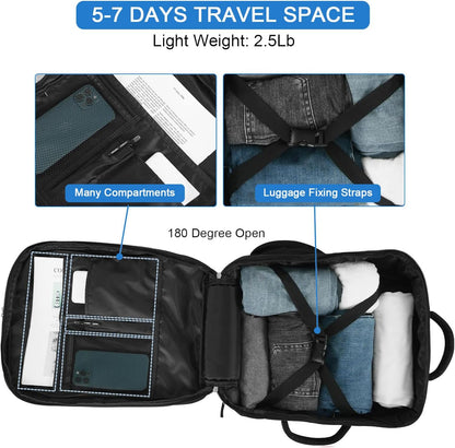 Hanples Travel Backpack for Women Men, Large Carry On Person Item Luggage Backpack, TSA Flight Approved 17.3 In Laptop Bag, Waterproof anti theft Casual Hiking Bag (Black)