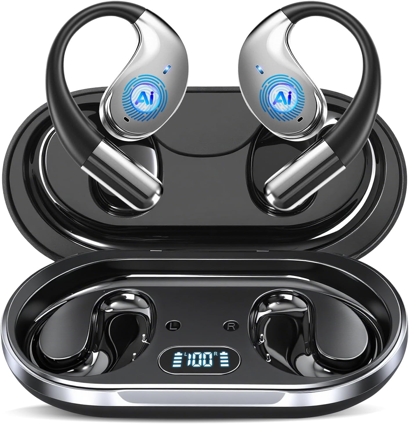AI Language Translation Earbuds Real Time, Audifonos Traductores Inglés Español, Translator for 144 Languages & Accents, 3-in-1 Translating Headphones with Charging Case, For iOS/Android (Matte Black)