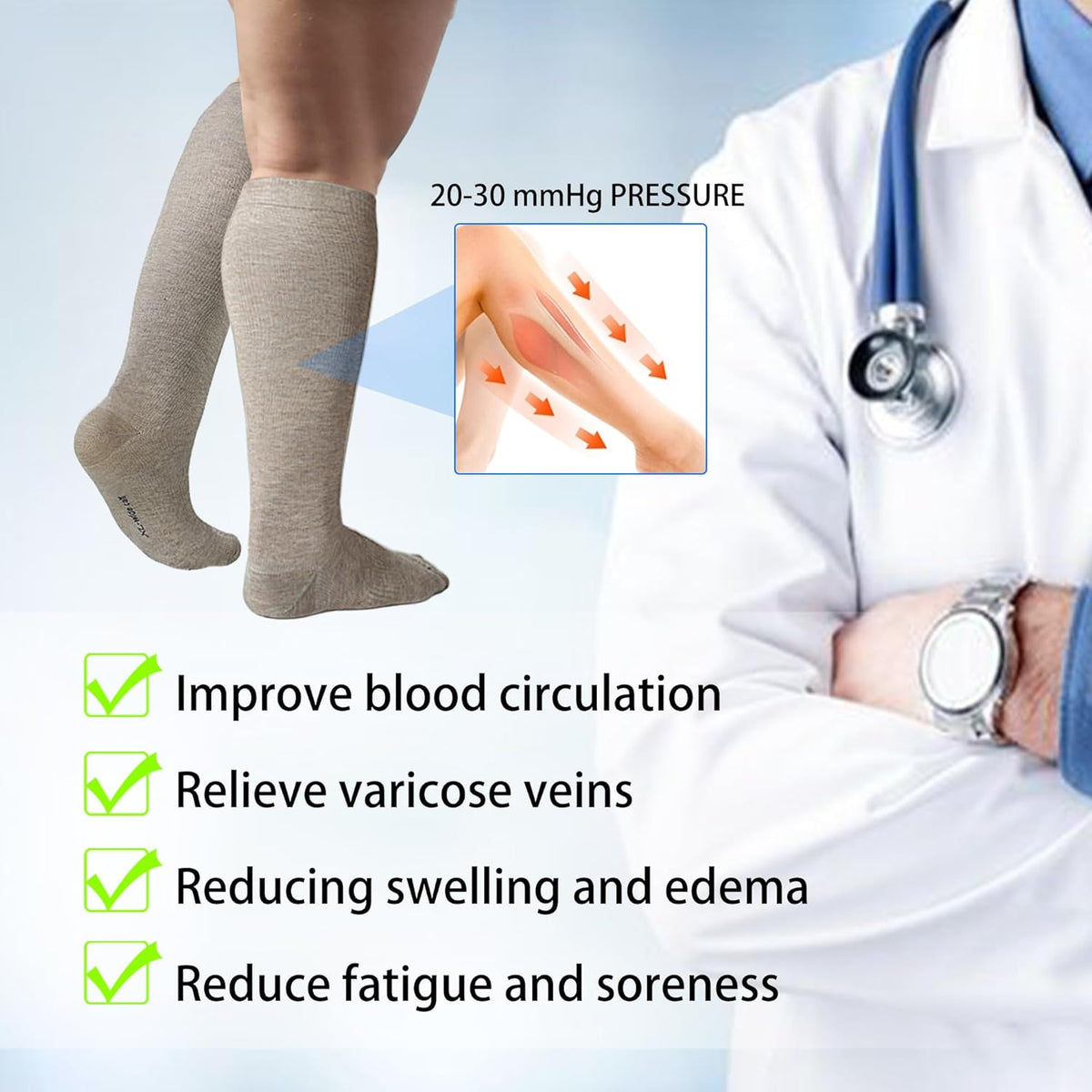 LEVSOX Viscose Made from Bamboo Compression Socks for Pregnant Women 20-30 mmHg Knee High Cute Mens Supports Socks for Travel