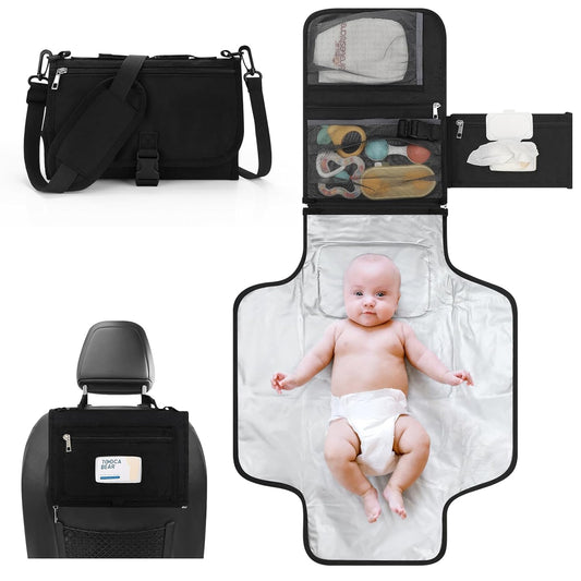 Accmor Portable Diaper Changing Pad, Waterproof Travel Baby Changing Mat, Newborn Essentials Baby Shower Gifts, Black