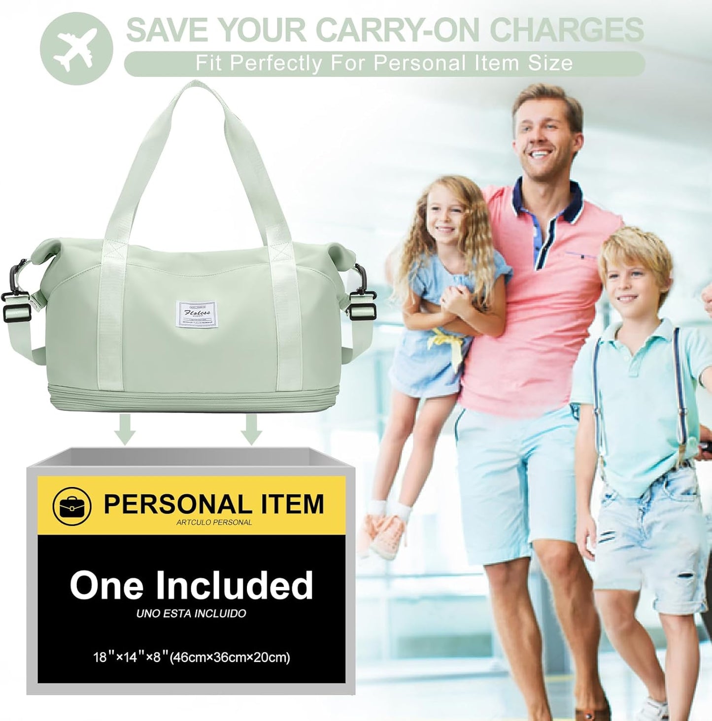 Travel Duffel Bag, Sports Tote Gym Bag, Shoulder Weekender Overnight Bag for Women