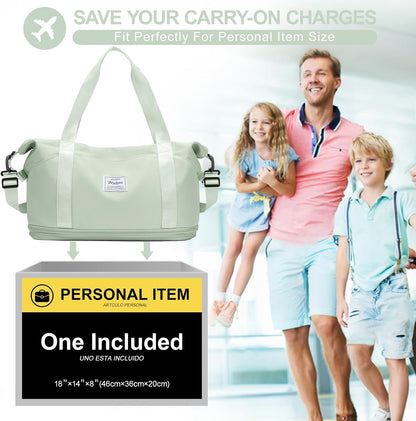 Travel Duffel Bag, Sports Tote Gym Bag, Shoulder Weekender Overnight Bag for Women