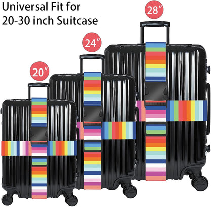 Rainbows Luggage Straps for Suitcases, Adjustable Luggage Travel Belts Security While Travel, Strong Polyester Fabric, Easy-to-Recognize Stylish Design Travel Essentials, 2 Pack