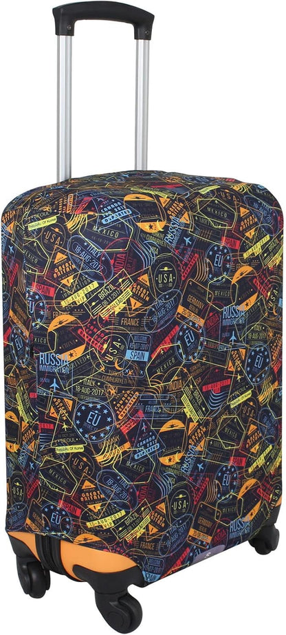 Explore Land Travel Luggage Cover Suitcase Protector Fits 18-22 Inch Case (Stamp, S)