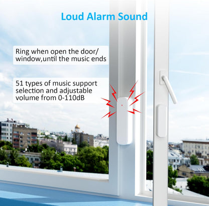 Wireless Door Chime, Door Open Sensor Alarm When Entry Business/Office/Store (500ft Range 51 Ringer Adjustable Volume) Home Alert Bell for Kid/Toddler Safety,2 Receiver +5 Sensor