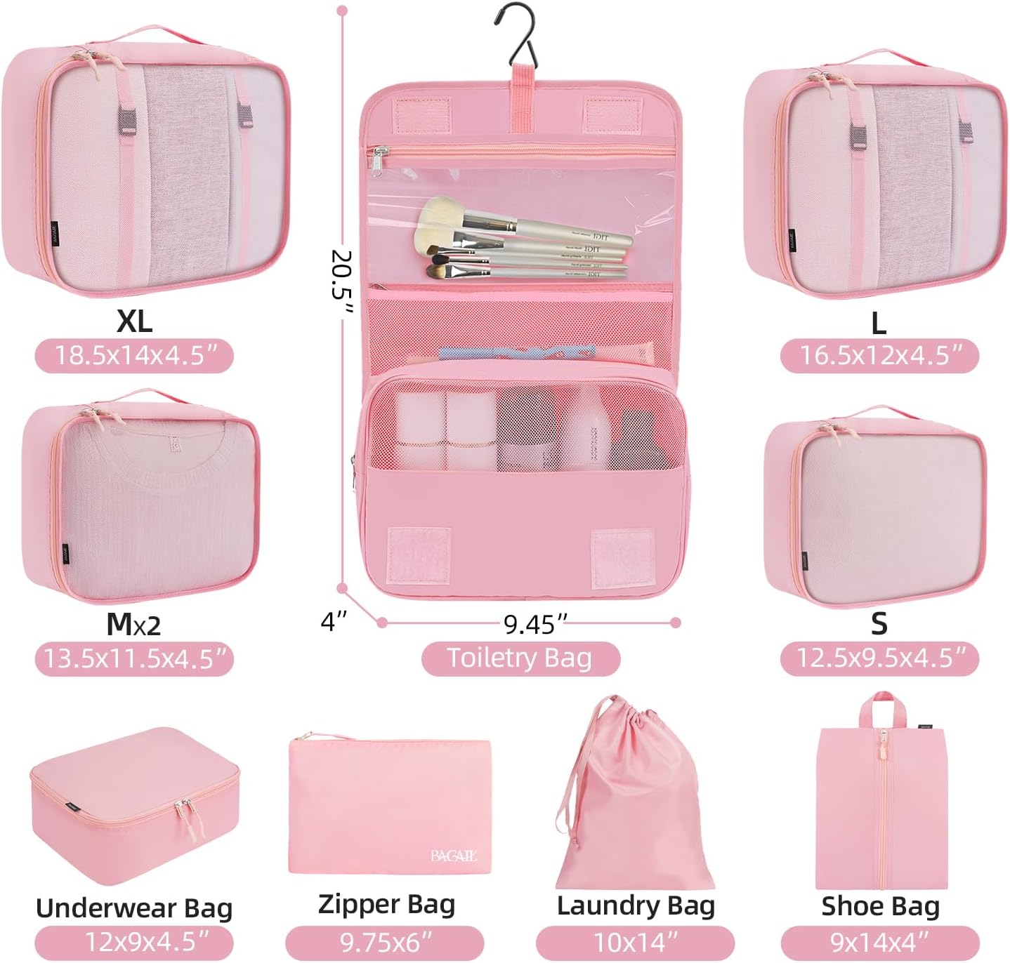 BAGAIL 6 Set/8 Set/10 Set Packing Cubes Various Sizes Packing Organizer for Travel Accessories Luggage Carry On Suitcase
