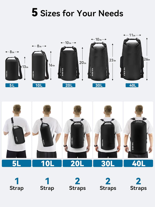 HEETA Waterproof Dry Bag for Women Men(Upgraded Version) 5L/10L/20L/30L/40L Roll Top Lightweight Dry Storage Bag Backpack with Emergency Whistle for Travel, Swimming, Boating, Kayaking, Camping, Beach