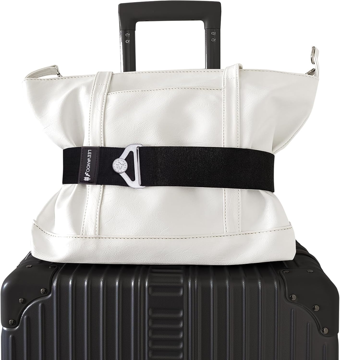 Luggage Straps for Suitcases Add a Bag Luggage Strap,2-in-1 Travel Belt for Luggage Straps Travel Belt Over Handle for Carry On Bag Adjustable Suitcase Belts Airport Travel Accessories Black