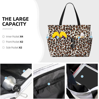 Waterproof Beach Tote Pool Bags for Women Ladies Extra Large Gym Tote Bag for Weekender Travel with Small Pouch