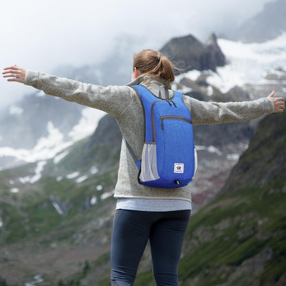 Esup 15L Lightweight Hiking Backpack Foldable Small Travel Backpack Packable Camping Backpack for Women Men (Sky blue)