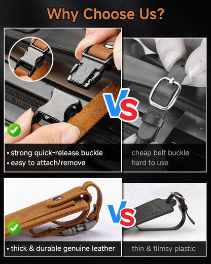 Premium Genuine Leather Luggage Tags for Suitcases - Quick Release, Privacy Protection, Elegant and Durable, Travel Essential Luggage Tag - 2 Pack Brown