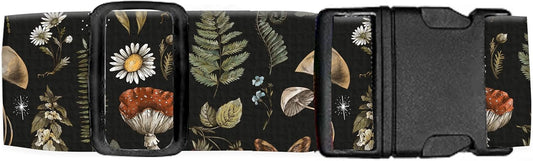 Luggage Straps for Suitcases Travel Belt Accessories, Cute Suitcase Strap, Adjustable Luggage Belt Strap, Heavy Duty with Quick-Release Buckle Luggage Strap Boho Mushrooms