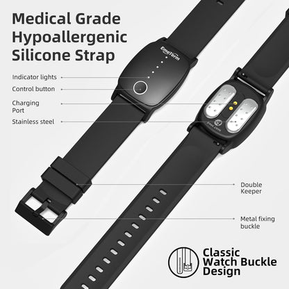 EmeTerm Explore FDA-Cleared Anti-Nausea Wristband IP67 Waterproof Morning Motion Sickness Relief Band Rechargeable Classic Strap Design Drug Free Non-drowsy Without Side Effects Galaxy Black