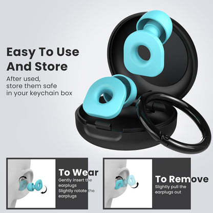 2 Pairs of Earplugs for Sleeping,Reusable Hearing Protection Earplugs with 8 Pairs Ear Tips & One Connector Cord,Soft Earplugs for Noise Reduction,Concert,Musician & Work - 25dB-30dB, Sky Bue