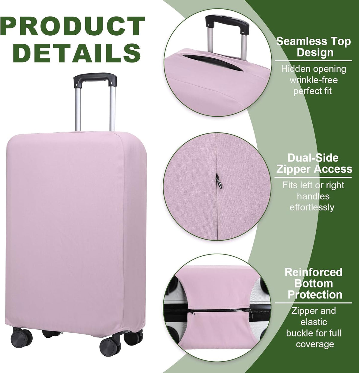 PATIKIL Luggage Cover, Suitcases Covers Elastic Carry on Cover Protector Washable Scratch-Resistant Fits 22-23 Inch Luggage for Travel Business Trips, Lavender Purple