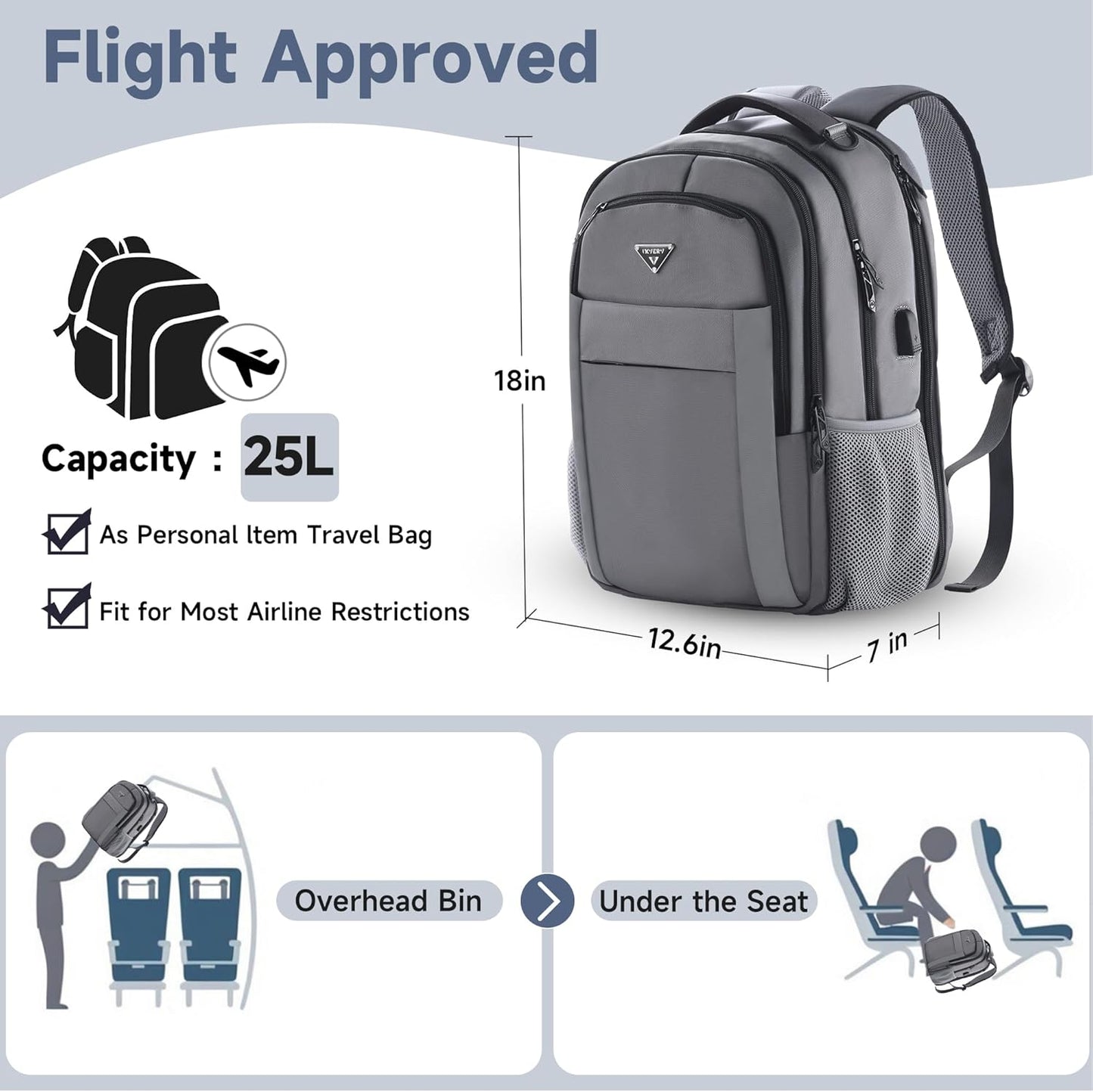 Multipocket TSA Travel Laptop Backpack for Men, Anti-Theft Business Daypacks, Airline Approved Personal Item Work Bag,Water Resistant 16 Inch Work Computer Backpack