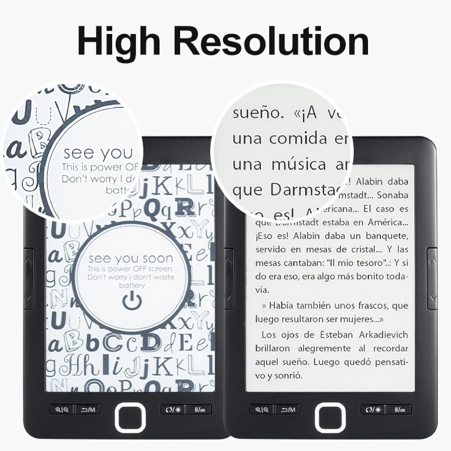 BK6033 Ebook Reader, 6in EInk Screen E Reader, Built in 8G Memory, Adjustable Font Sizes, Types & Brightness, Portable Electric Book Readers, Audiobooks, 32G Expansion