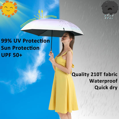 BAODINI Travel Mini Umbrella for Purse With Case Small Compact UV Sun Protection Sun Lightweight Tiny Pocket Umbrella for Women Kids and Men