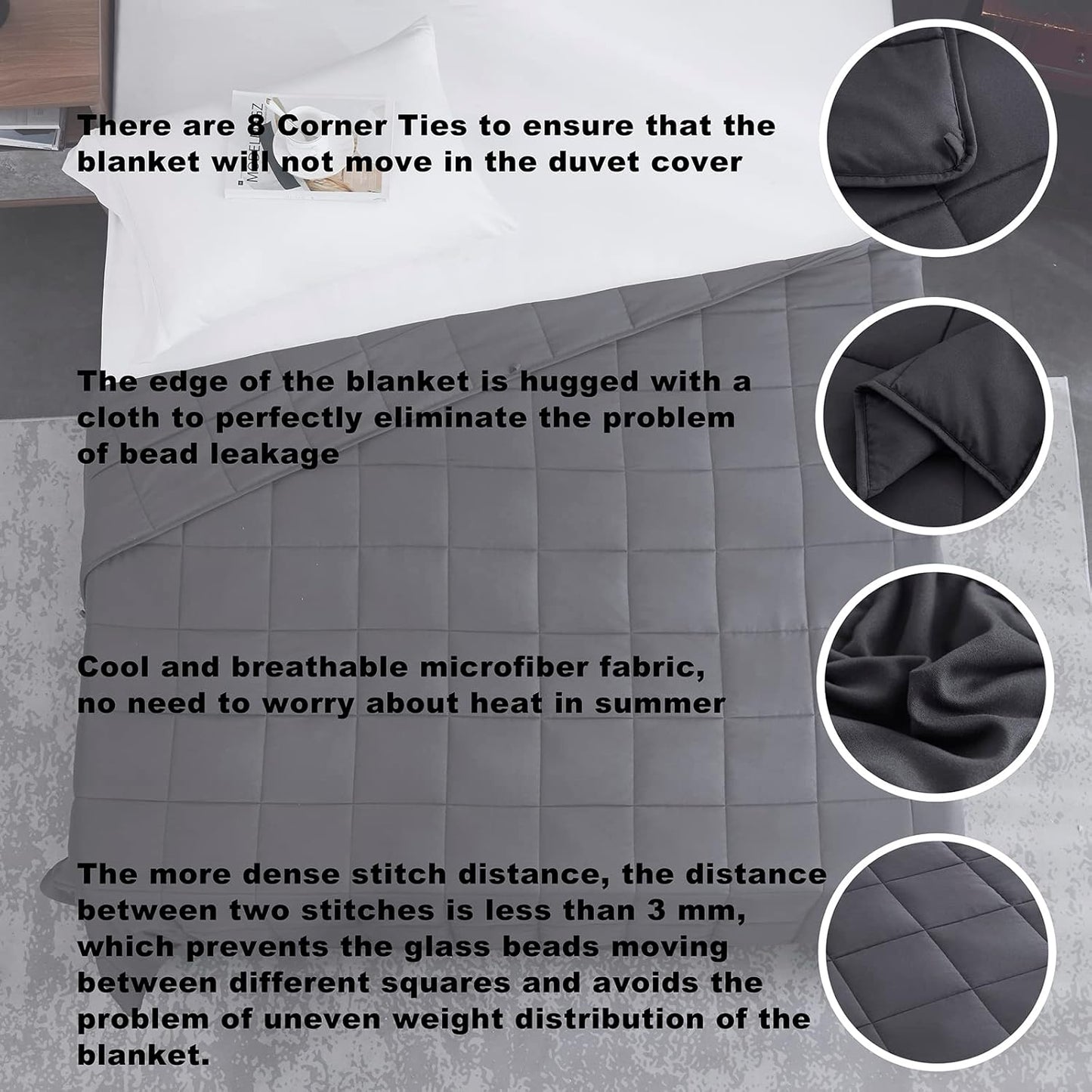 Weighted Blanket King Size 20lbs 88"x104" Cooling Breathable Heavy Blanket Microfiber Material with Glass Beads for Adult All-Season Summer Fall Winter Soft Thick Comfort