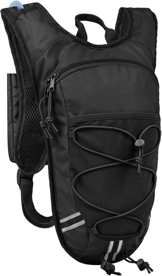Lightweight Hydration Backpack 2L Water Bladder Pack for Running, Cycling, Hiking – Anti-Theft Water Backpack with Phone Holder, Trekking Pole Holder & Reflective Strips for Men & Women