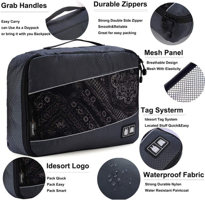 Packing Cubes Luggage Bags Organizer Durable Travel Accessories With Clothing Label