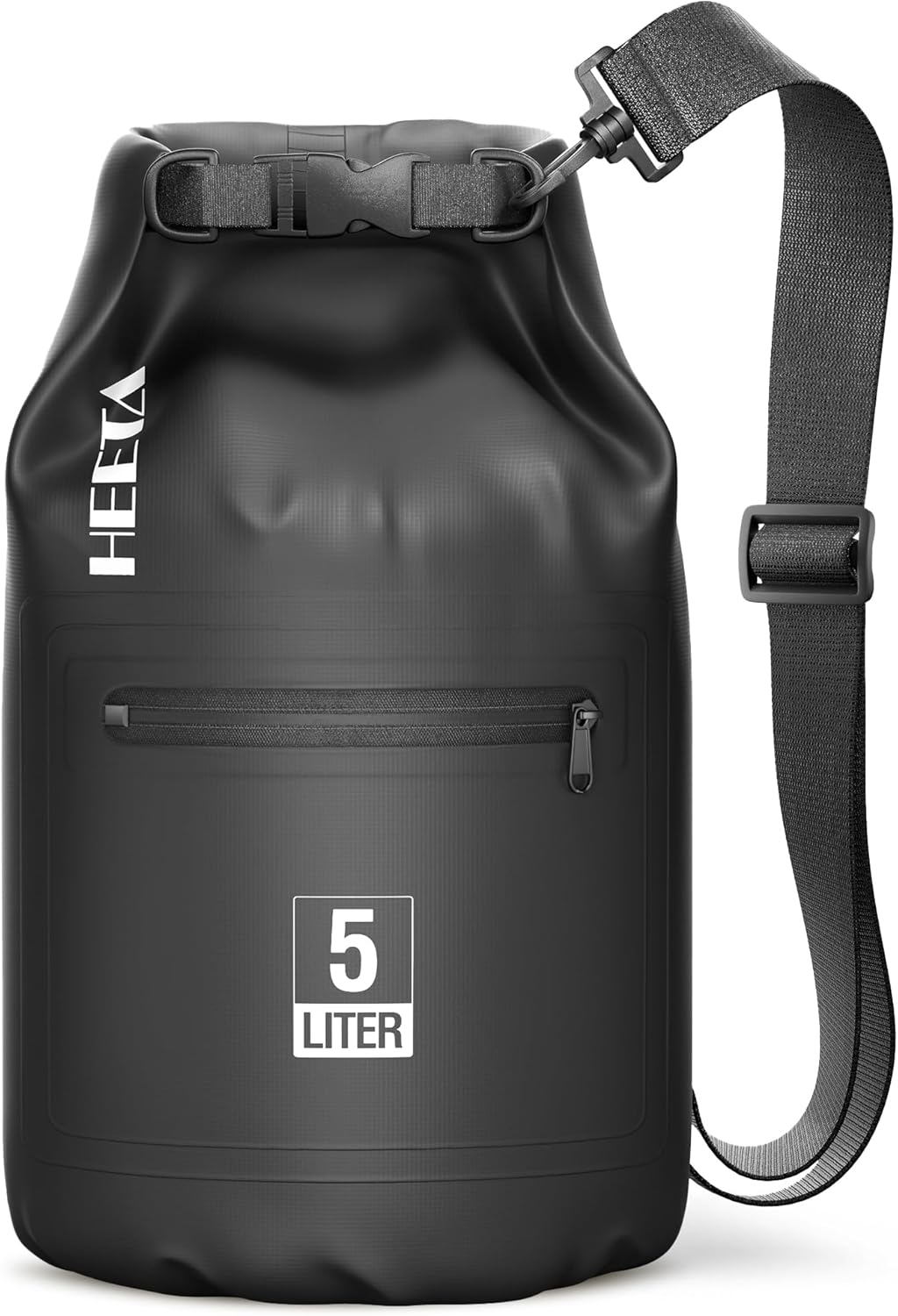 HEETA Waterproof Dry Bag with Front Zippered Pocket for Women Men, 5L/10L/20L/30L/40L Roll Top Lightweight Dry Storage Bag Backpack for Travel, Kayaking, Boating, Rafting, Camping, Hiking & Beach