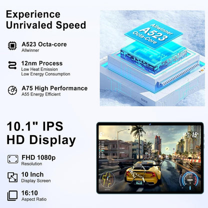 2025 Android Tablet 10.1 Inch Android 14 Tablets with 128GB ROM+18GB RAM (4+14 Virtual), 1TB Expand 2 in 1 10.1 Tablet with Keyboard, Powerful Octa-Core, WiFi 6, Blue