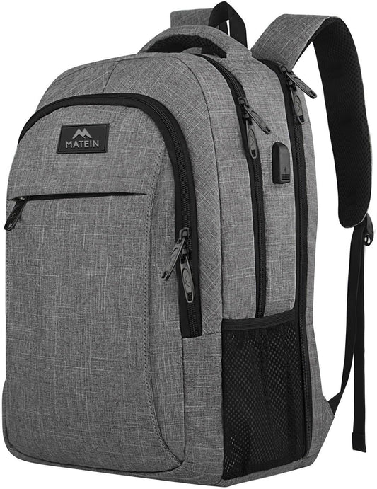 MATEIN Extra Large 18.4 Inch Laptop Backpack, Travel Computer Backpack with USB Charging Port TSA Friendly, Anti Theft College Backpack Flight Approved Business Work Big Bag for Women Men, Grey