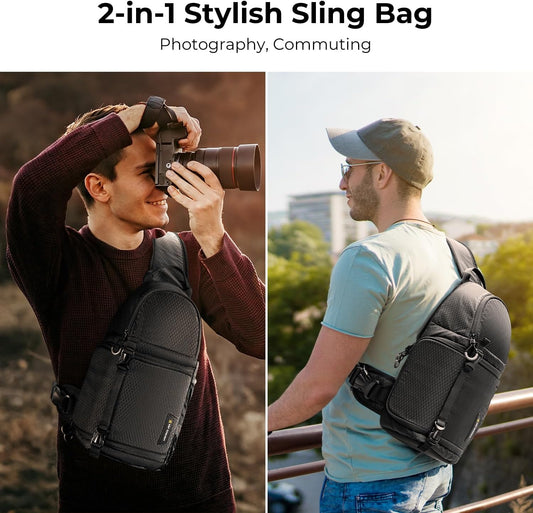 K&F Concept Camera Sling Bag Crossbody Bag Camera Shoulder Backpack DSLR/SLR/Mirrorless Photography Bags Compatible with Canon/Nikon/Sony/Fuji/Gopro/DJI