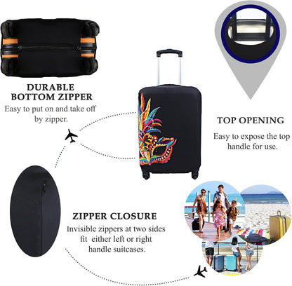 Explore Land Travel Luggage Cover Suitcase Protector Fits 23-26 Inch Case (Carnival, M)