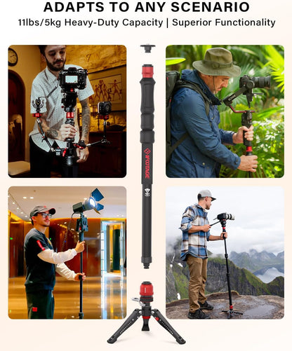 IFOOTAGE 59” Monopod with Feet,Cobra 3 Strike A150S,Professional Travel Camera Monopod,Pedal Lock Base,One-Click Design,for VCR DSLR Nikon Sony,Max.Load 11lbs/5KG
