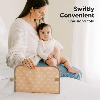 KeaBabies Portable Diaper Changing Pad, Easy Wipe Clean - Foldable Waterproof Baby Changing Mat for Diaper Bag, Compact, Lightweight, 25x13 Baby Changer Travel Essential, Machine Washable (Rainbow)