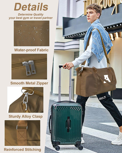 Birthday Graduation Gifts for Daughter,Initial Travel Duffel Bag Sports Gym Bag for Girls Teen Kids Birthday Gifts,Personalized Weekender Bag Carry On Tote Bags Cute Overnight Bag for Women(Brown, A)