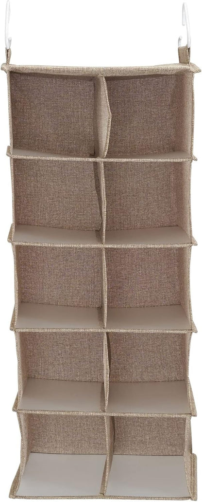 Household Essentials 10 Pocket Hanging Shoe Closet Organizer with Hooks