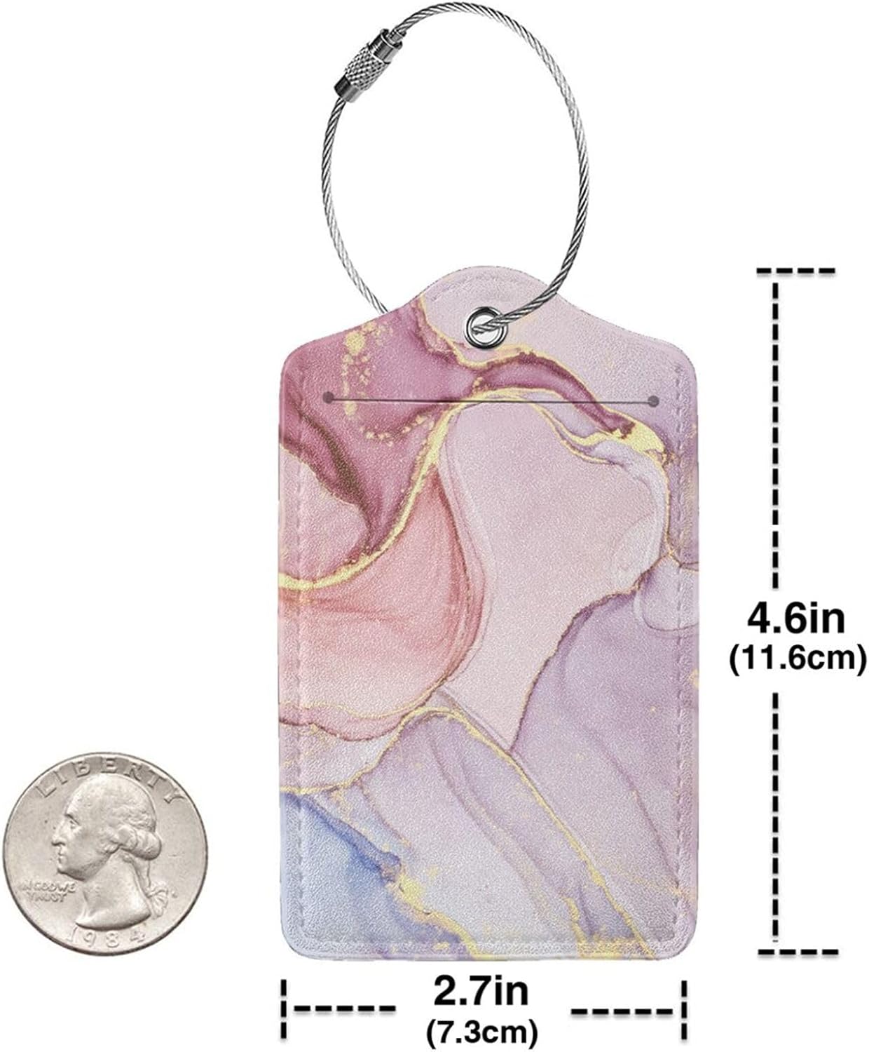 2 Pack Pink Gold Marble Luggage Tags for Suitcases, Marbles Theme Unique Leather Luggage Tags Cruise Ship Essential Travel Bag Gift for Men Women Couples Bride Groom, Funny Christmas Birthday Gifts