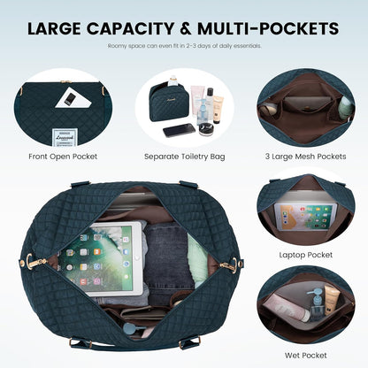 LOVEVOOK Travel Duffle Bag,Weekender Bags for Women with Shoe Compartment，Carry on Overnight Bag with Toiletry Bag,Gym Duffel Bag with Wet Pocket, Hospital Bags for Labor and Delivery