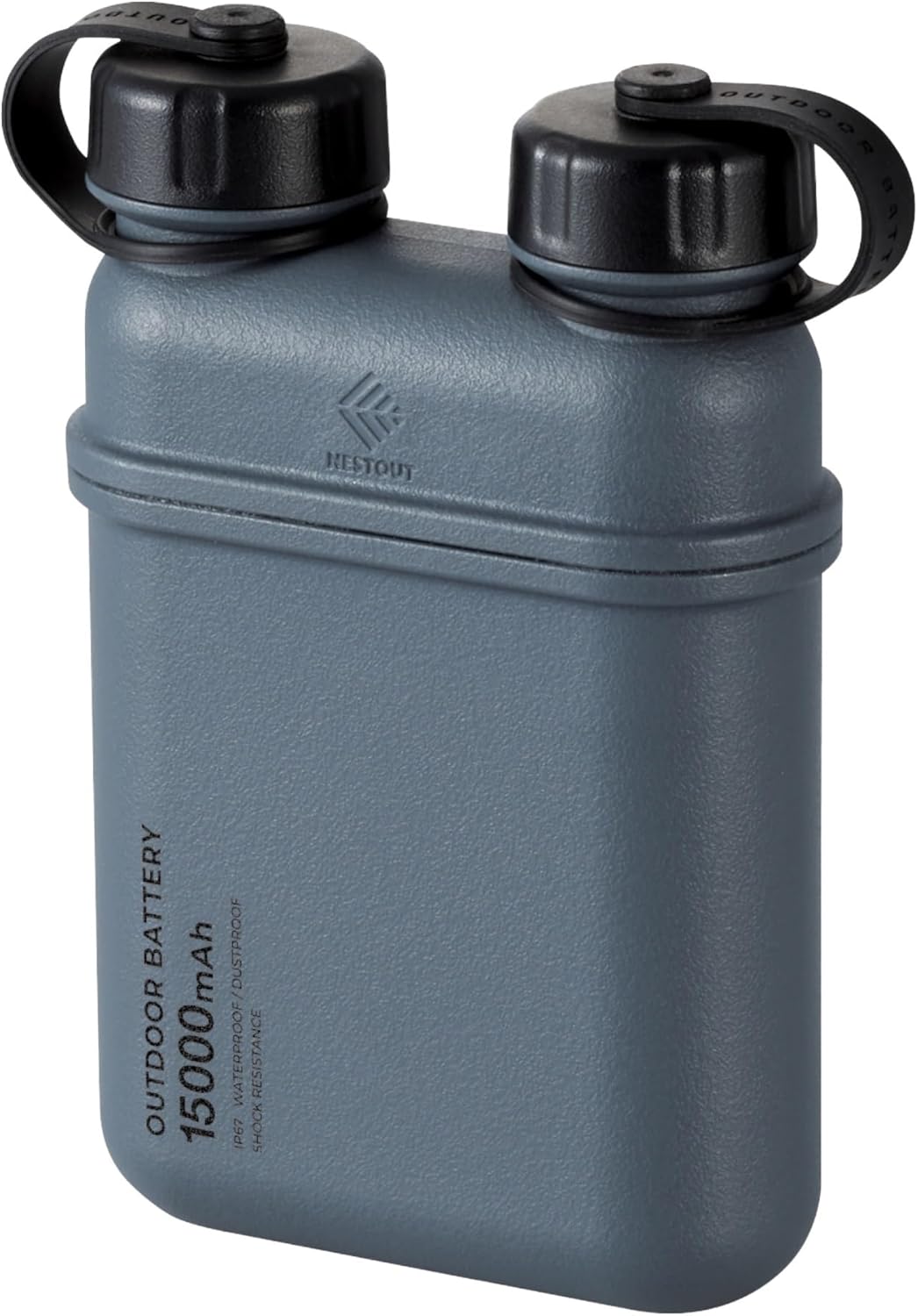 ELECOM NESTOUT Rugged Power Bank, 15000mAh Outdoor Charger, 32W USB-C Fast Charging PD, Waterproof IP67, Durable Shockproof, Battery Pack for iPhone Tablet Hiking Travel Camping (Gray Blue, 15000mAh)