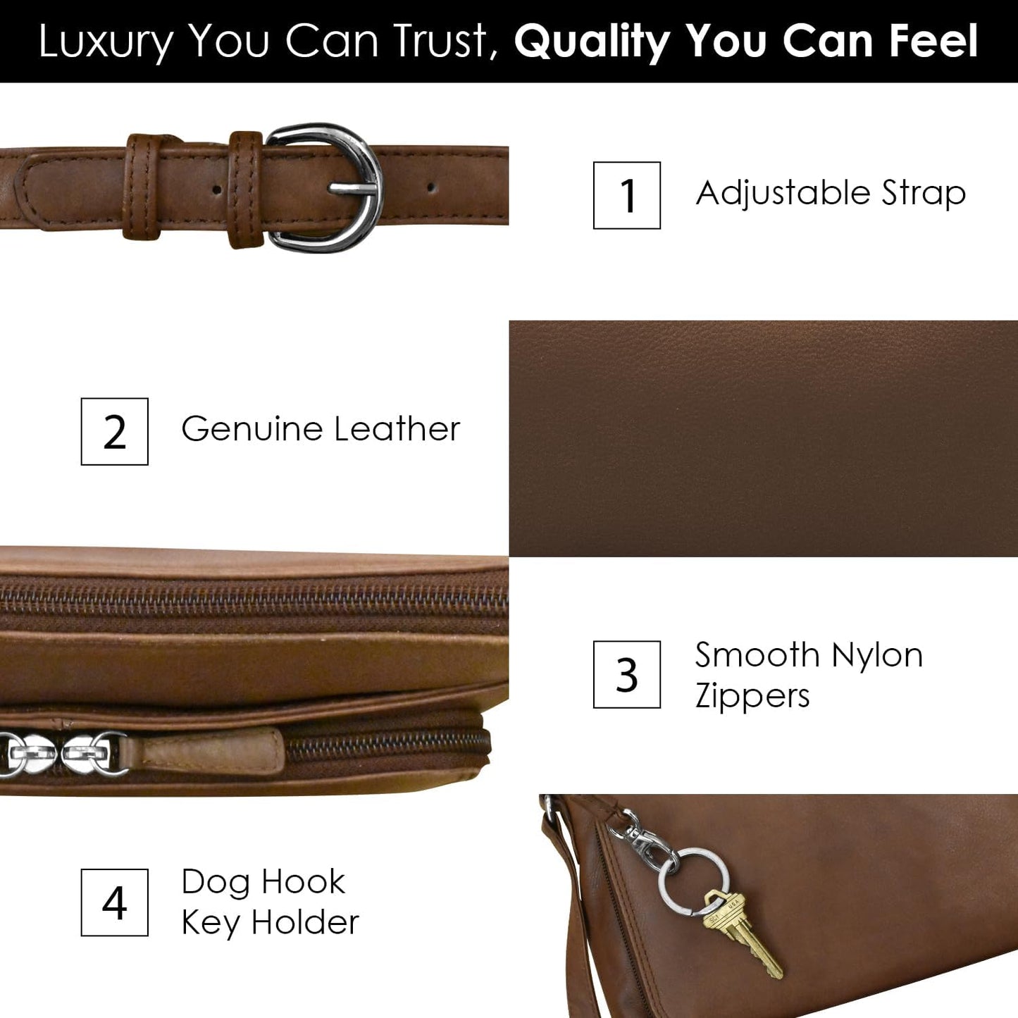 ili New York Genuine Leather Crossbody Bags for Women - Premium RFID Blocking Shoulder Bag Organizer with Adjustable Strap