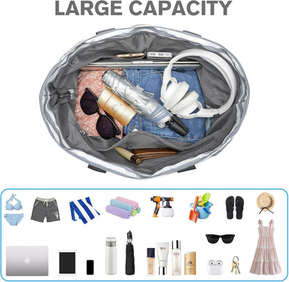 G4Free Beach Bag, Waterproof Sandproof Beach Tote Bag, Large Capacity Foldable for Women